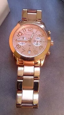 Michael Kors Mercer Rose Gold Chronograph Watch MK5727 IOB Scratched  Band • $45