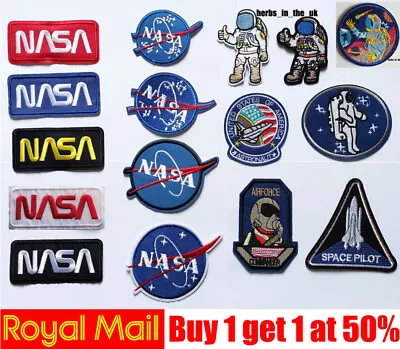 NASA USA Logo Space Ship Spaceman Patch Iron On / Sew On Patch Badge • £2.78