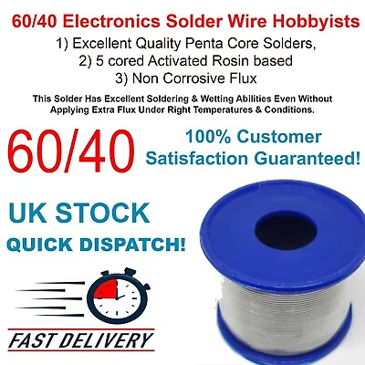 £7.49 • Buy Soldering/Solder Wire Flux Cored DIY Hobbyists Electronics Electric 60/40