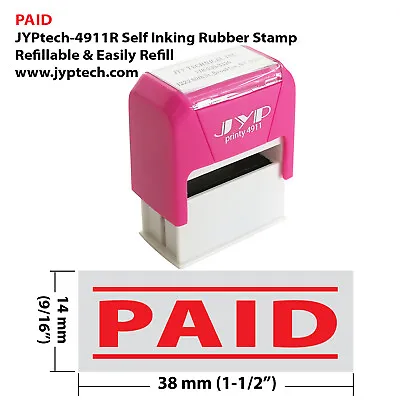 $11.95 • Buy Paid W. 2 Bars JYP 4911R Self Inking Rubber Stamp (Red Ink)