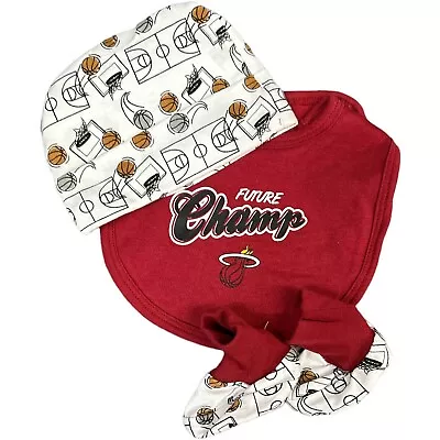 NBA Miami Heat 3 Piece Baby Bib Beanie And Bootie Set • $12.99