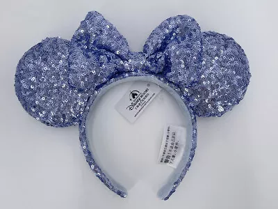 Headband Blue Sequins Bow Anniversary Ears Party Disney Minnie Mouse 2023 • £15.99