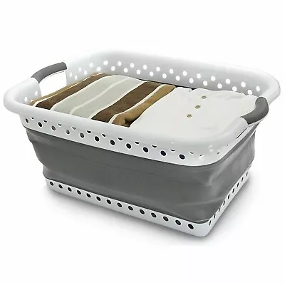 Large Collapsible Laundry Basket Foldable Compact Washing Cloth Storage Bin • £9.99