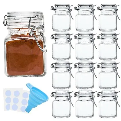 Spice Jars SPANLA 12 Pack 4oz Small Glass Jars With Airtight Hinged Lid Wit... • $29.16