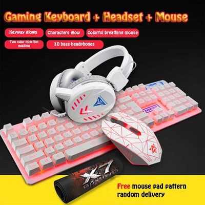 $78.79 • Buy In1 PC Gaming Set LED Keyboard Mouse Headset & Mouse Pad Gamer Bundle