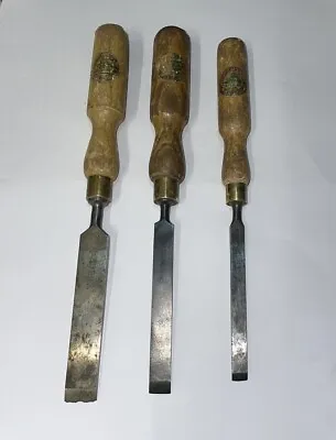 3 Vintage Marples Mortice Chisels Ash Handles • £20