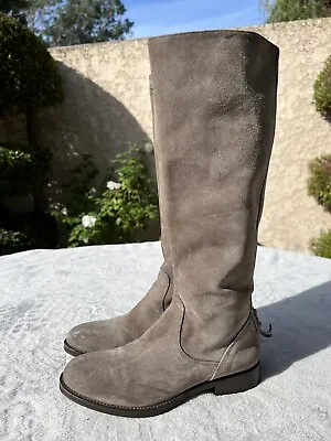 Vera Wang Lavender Italian Tall Riding Boots Taupe Beige Suede Size 6 36 Italy • $49