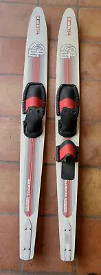 Vintage Pair EP Delta Silver Black Red 65  Slalom Water Skis W/ Adjst Bindings • $199.99