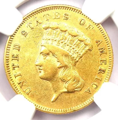 1855 Three Dollar Indian Gold Coin $3 - Certified NGC AU Details - Rare Coin! • $1448.75