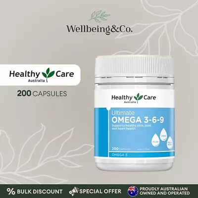 Healthy Care Ultimate Omega 3-6-9 - 200 Capsules | For Skin Joint And Heart • $26.39