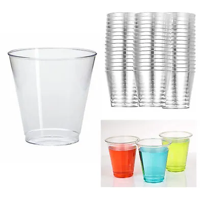 50 Mini Shot Glasses Clear Hard Plastic 1 Oz Disposable Party Cups Catering Bar • $9.81