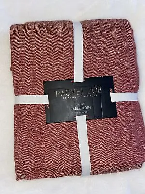 Rachel Zoe Tablecloth Red Gold Metallic Round 90  Cotton Christmas Holiday NEW • $29