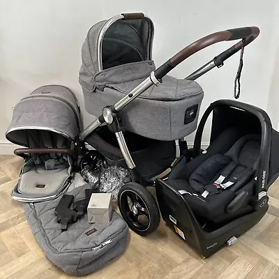 Mamas & Papas Ocarro Travel System Pushchair Carrycot & Car Seat Woven Grey • £625