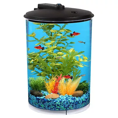 Koller Products 3 Gallon Tropical 360 View Nano Fish Tank W/ Power Filter & LED • $79