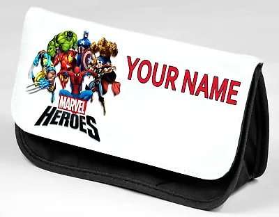 Personalised MARVEL HEROES Pencil Case Any Name School Stationery Bag • £9.79