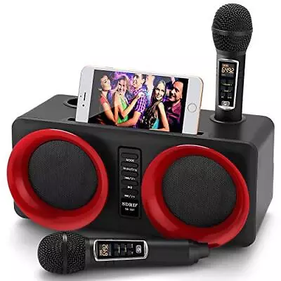 Karaoke Machine Portable Bluetooth Speaker With 2 Wireless Microphone(Black I) • $108.53