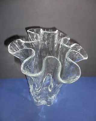 Muurla Finland Scandinavian Handkerchief Ruffle Vase Clear Wavy  8  • $28.99