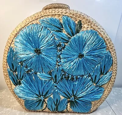 Extra Large Unique Vintage Floral Straw Travel Bag/Hat Box MCM • $82.06