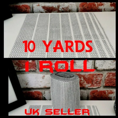 £15.99 • Buy 9m Roll Silver Diamante Mesh Ribbon/ Rhinestone Effect / Craft Trim 