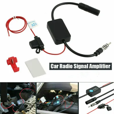 12V Universal Automobile Car FM AM Radio Stereo Antenna Signal Amplifier Booster • £8.99