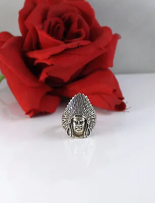 Sterling Silver Indian Chief Head Dress 11.78g Ring  Size 11.5 CAT RESCUE • $102.56