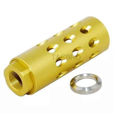 Anodized Aluminum 14x1 LH Left Hand Thread Pitch Muzzle Brake For 7.62x39 - Gold • $19.99