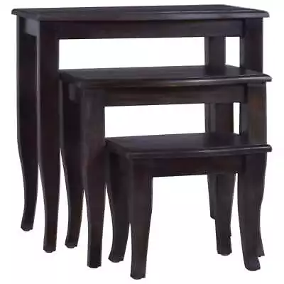 Nesting Side Tables 3 Pcs Light Black Solid Wood Mahogany VidaXL • £133.88