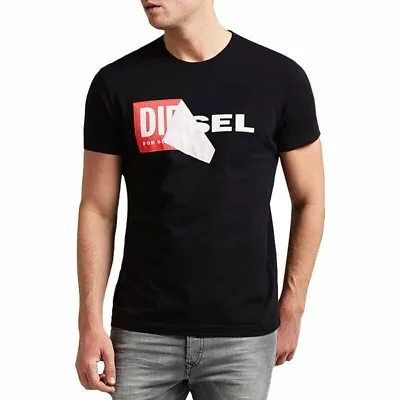 DIESEL T DIEGO QA Mens T-Shirt Short Sleeve Crew Neck Slim Fit Casual Black Tee • £17.90