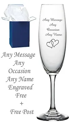 Personalised Engraved Champagne Flute Wedding Birthday 50th 60th 65th 70th Gift • £9.95