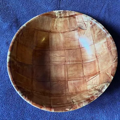 Parquet Woven Bamboo Wooden Serving/Salad Bowl 10 Inch Vintage Retro • $8.99