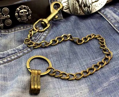 Mens Boys Brass Yellow Link Trucker Rocker Biker Keychain Key Jean Wallet Chain  • $9.50