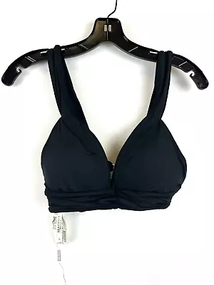 Seafolly Womens Standard Banded Longline Bikini Top Black Size 8 • £46.33