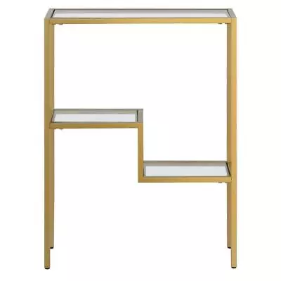 MeyerN'Cross Glass Console Table 22 In. Brass Rectangular Modern Brass Gold • $116.64