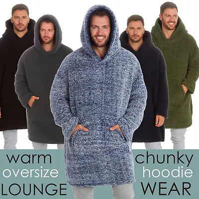 Mens Oversized Hoodie Blanket Wearable Throw Chunky Sherpa Fleece Lounge Hoody • £23.99