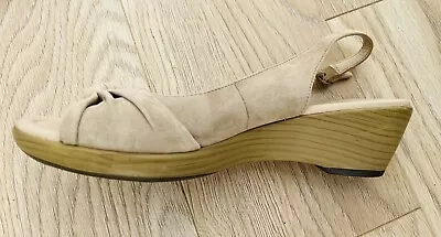 M&S Footglove Sandals Beige Suede Size 5.5 Sling Back Shoe • £4.99