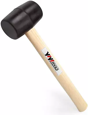 YY-2-005 Rubber Mallet Hammer With Wood Handle–8-Oz Black • $6.82