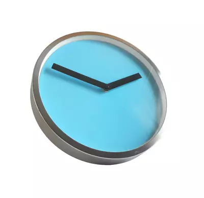 Vintage IKEA Turquoise Metal Deep Frame Round Wall Clock Discontinued Rare 30cm • £32