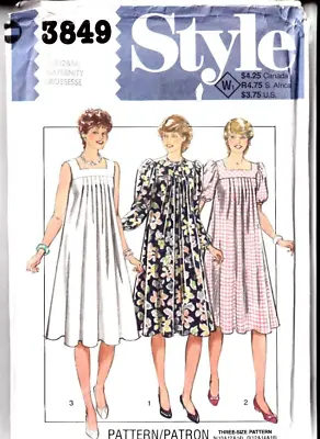 £8.99 • Buy Style Sewing Pattern 3849 Maternity Dress 10-14 Swing Pleated Vintage 1980s 80s