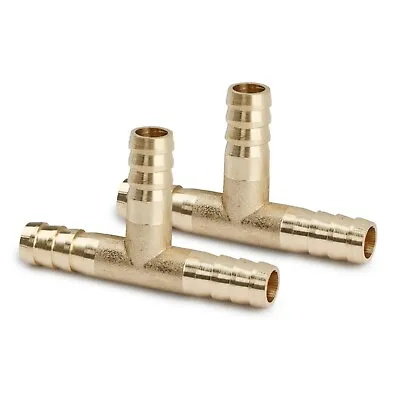 U.S. Solid Brass Fitting 5/16  Hose Barb Tee 3 Way T-Connector 8mm OD 2pcs • $6.99