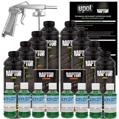U-POL Raptor Olive Green Urethane Spray-On Truck Bed Liner W/Free Spray Gun 8L • $440