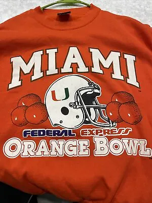 Vintage Signal Sports UM Federal Express Orange Bowl Miami Sweatshirt Made In US • $24.99