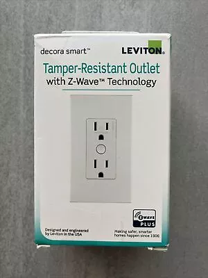 Leviton Decora Smart Z-Wave Plus V2 Tamper-Resistant Outlet Gen7 (ZW15R-1BW) • $39.99