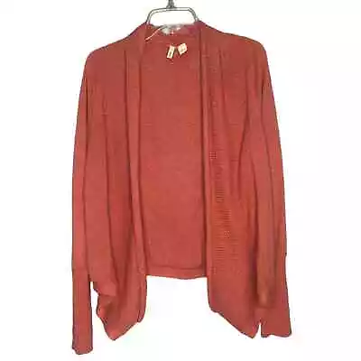 Moth Anthropologie Cardigan Orange Open Front Asymmetrical Sweater Size M • $35