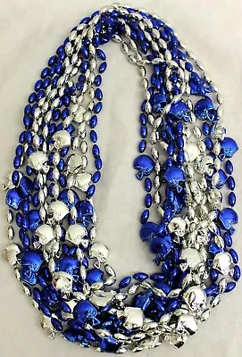 Football And Helmet Mardi Gras Beads Silver & Blue 1 Dz 36  Party 12 Necklaces • $14.99