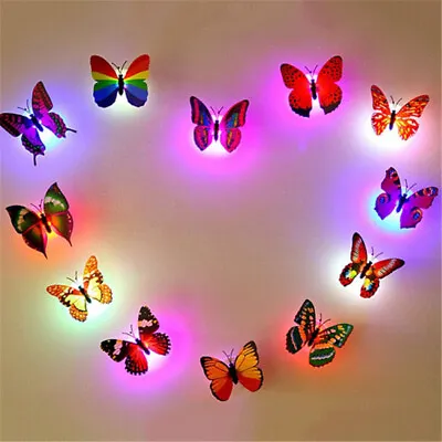 $3.85 • Buy LED 3D Butterfly Night Light Art Design Decal Wall Sticker Home Mural Party Trim