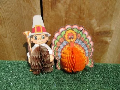 Set Of 2 Vintage 1986 Beistle Thanksgiving Turkey Pilgrim Table Decorations • $8.04