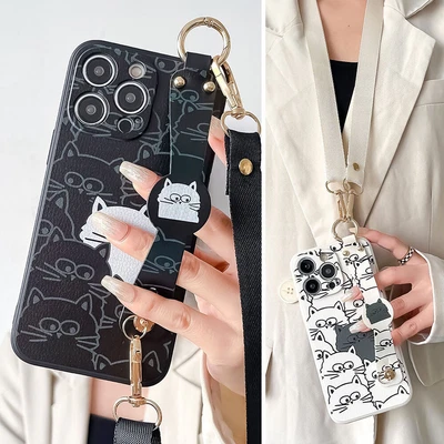$6.44 • Buy For OPPO Reno Realme Crossbody Neck Cat Wrist Strap Stand Phone Case Cover Back