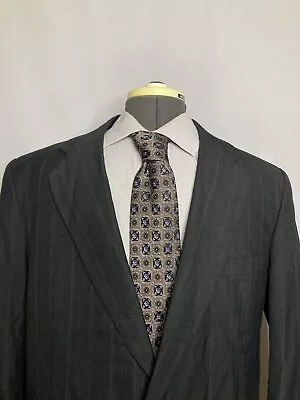 Mens Suit Jacket Blazer Sport Coat 41L 45  Gray Stripe 2 Button Towncraft Mint • $29.94