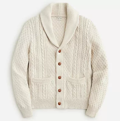 NWT J Crew Cable Knit Shawl Collar Cardigan Sweater In Ivory White • $119.99