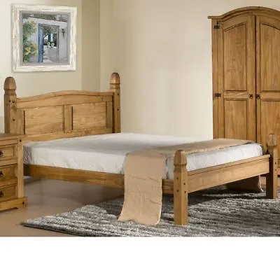 £209.99 • Buy Wooden Low Foot End Bed, Corona Solid Pine Bed With 4 Size 4 Mattress Options